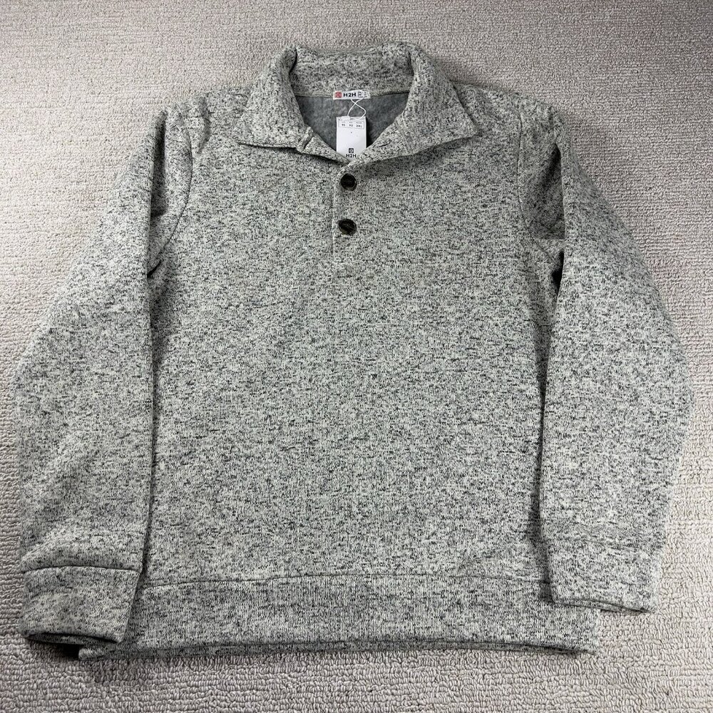 H2H Soft Marbled Pullover Sweater Gray Men's Size XL